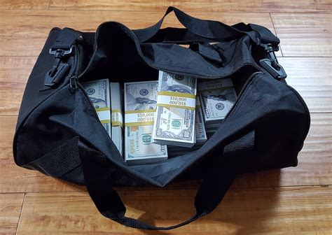 fake bag of money|prop money duffle bag.